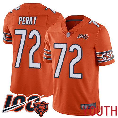 Chicago Bears Limited Orange Youth William Perry Alternate Jersey NFL Football #72 100th Season->youth nfl jersey->Youth Jersey